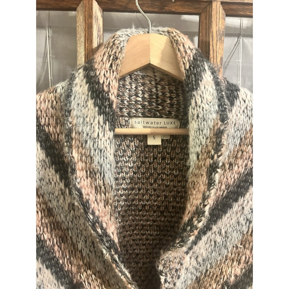 Saltwater Luxe Cain Cardigan Sweater Multi-Stripe Toggle Button Women Small - Picture 4 of 6
